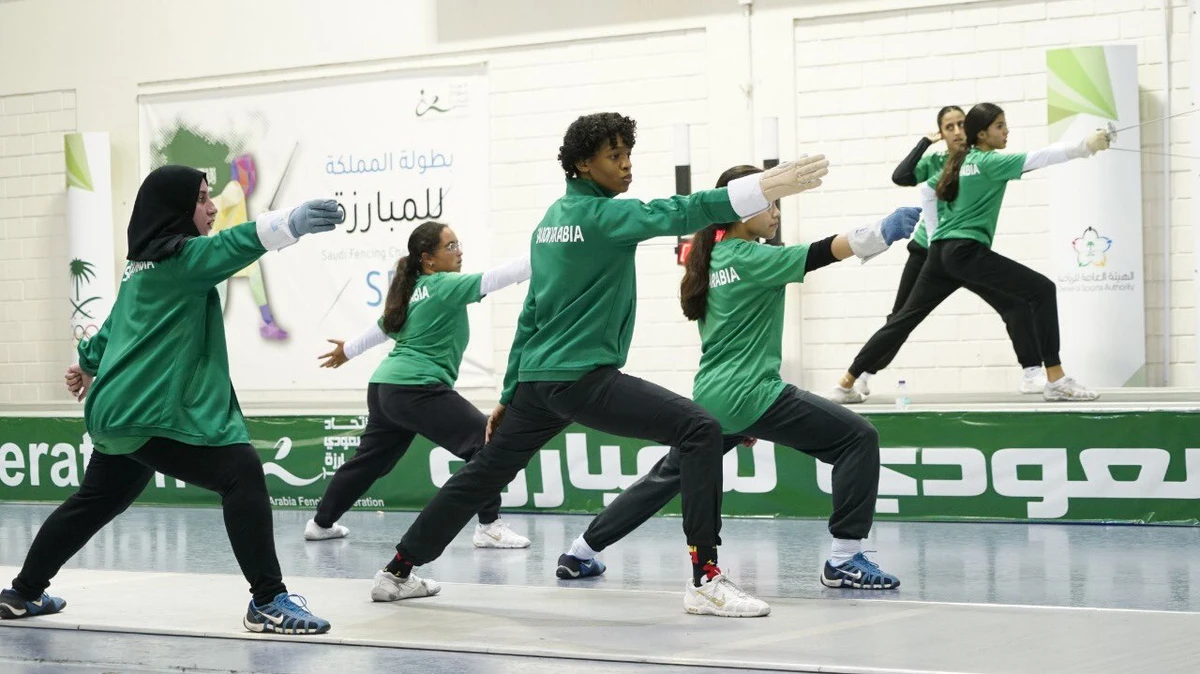 The Saudi women's fencing team during their training camp at Prince Saud bin Jalawi Sport City. (Saudi Arabia Fencing Federation)