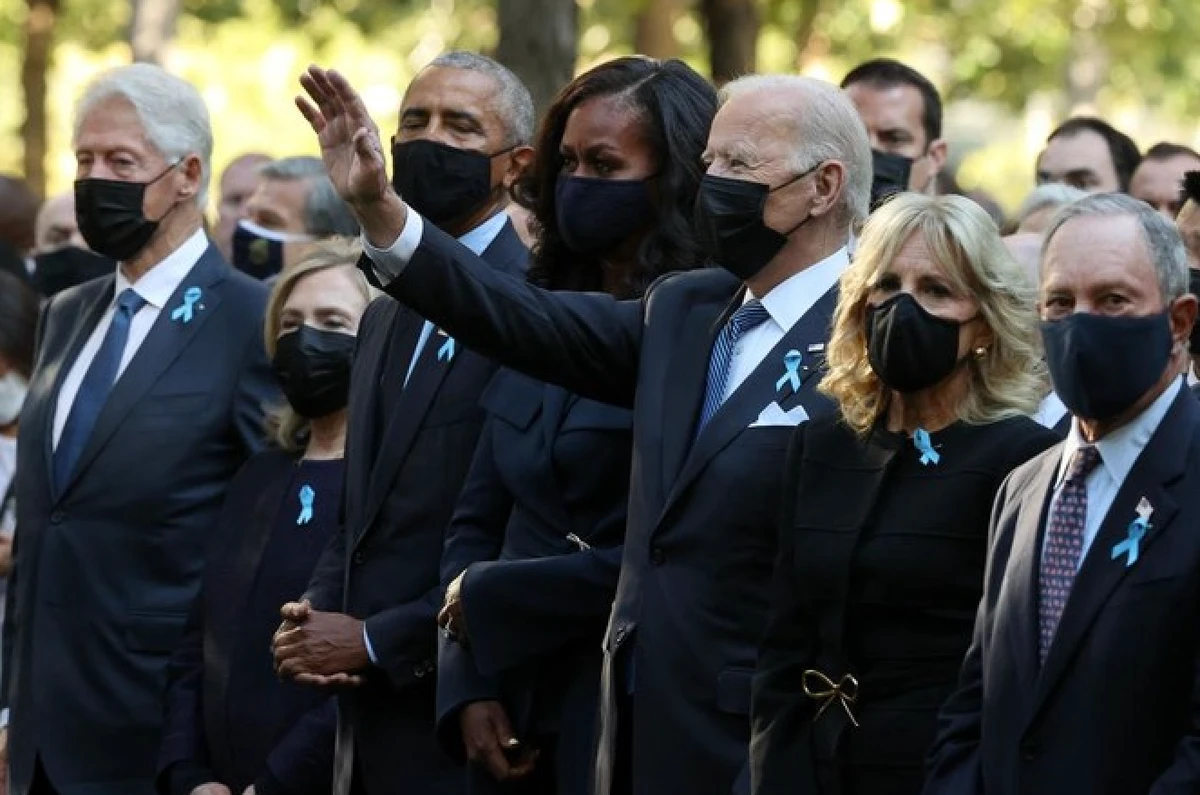 President Biden is joined by former presidents and first ladies at a ceremony at the National 9/11 Memorial and Museum on September 11, 2021 in New York. (Getty Images)