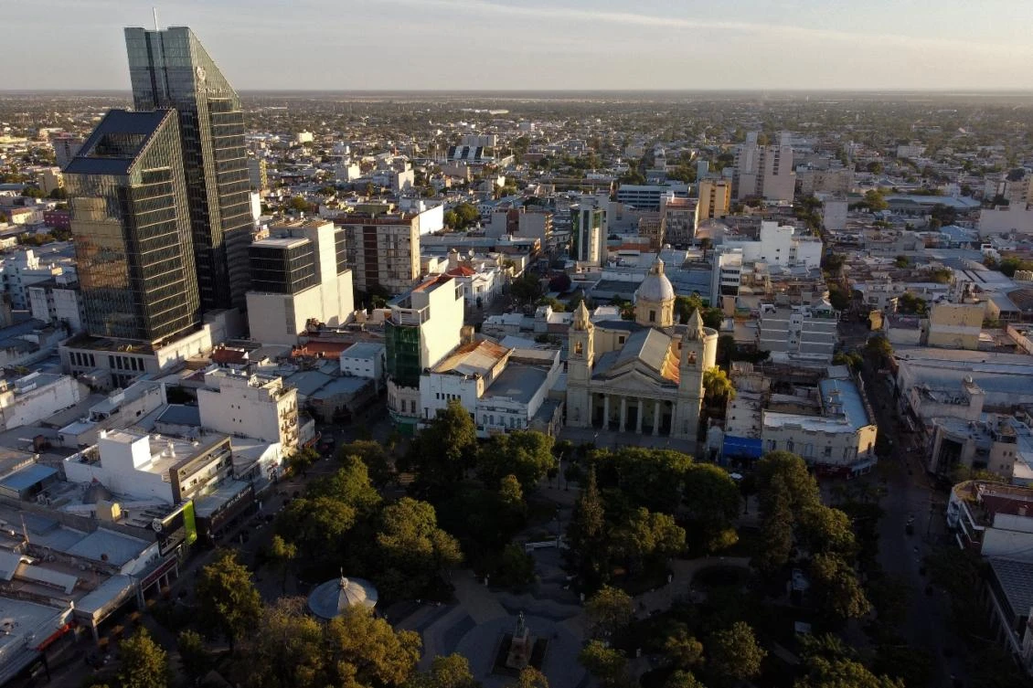 Aerial view of Libertad square in downtown Santiago del Estero, Argentina on June 2, 2021. (File/AFP)