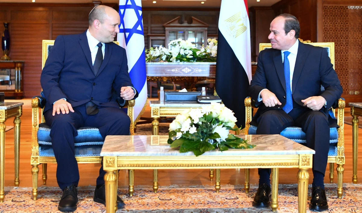 Bennett and El-Sisi also discussed regional issues, including Iran’s influence in the Middle East and the crisis in Lebanon, diplomats and security sources said. (Egyptian presidency/ AFP)