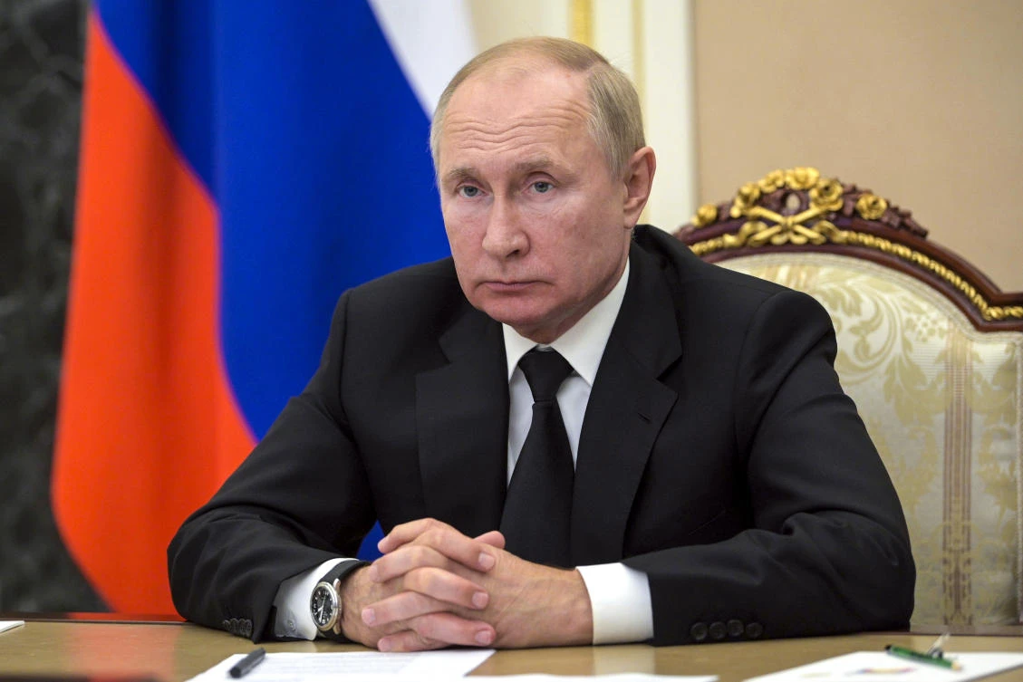 President Vladimir Putin has been fully vaccinated with the Russian coronavirus vaccine Sputnik V, receiving his second shot in April. (Kremlin Pool Photo via AP)