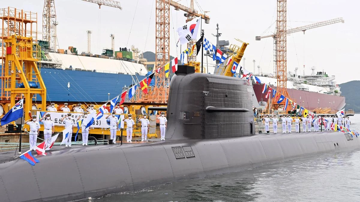 The submarine-launched ballistic missiles were fired from the newly commissioned Ahn Chang-ho. (South Korean Defense Ministry via AFP)