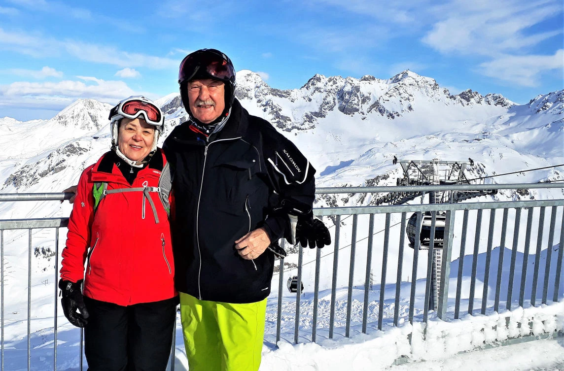 In this file handout photo taken on January 17, 2019 and released on April 30, 2021 shows Sieglinde Schopf and her husband Hannes Schopf. (AFP)