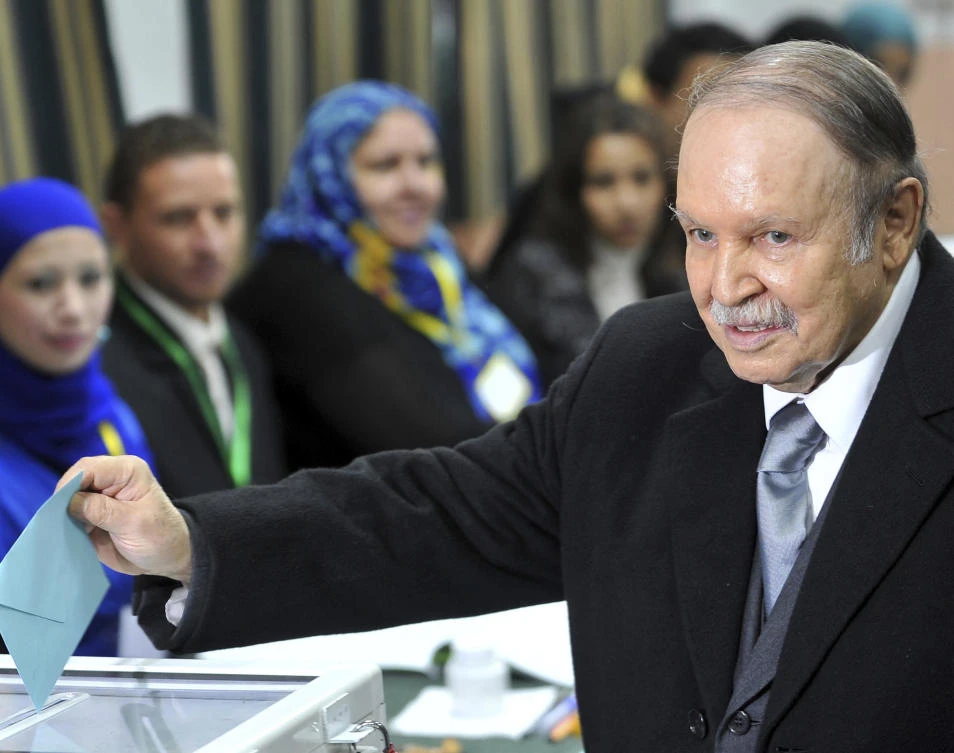 In this Thursday, Nov. 29, 2012, file photo, Algerian President Abdelaziz Bouteflika casts his ballot for local elections in Algiers. (AP)