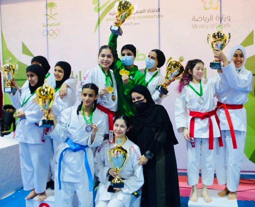 The 2nd Women’s Karate Championship saw 100 athletes form 10 clubs take part. (Saudi Karate Federation)