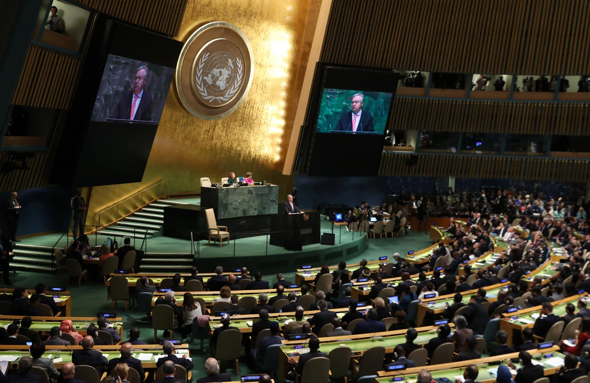 UN Secretary-General Antonio Guterres delivers the opening address at the 73rd session of the UN General Assembly at UN headquarters in New York. (File/Reuters)