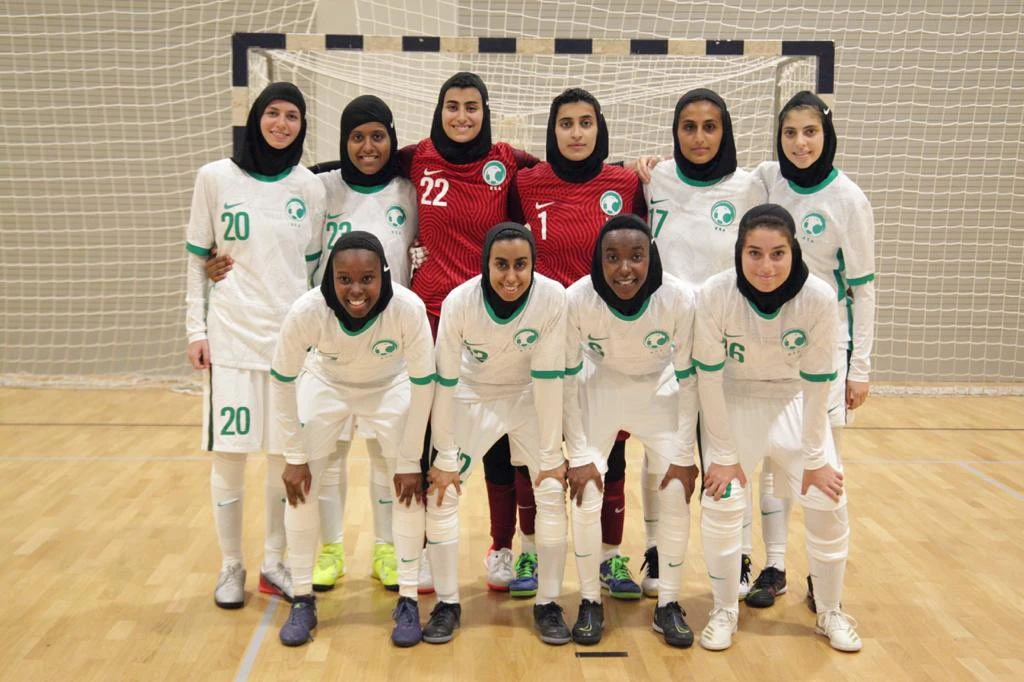 Above, the Saudi women’s futsal team during the training camp with Croatia. (Twitter: @saff_wfd)