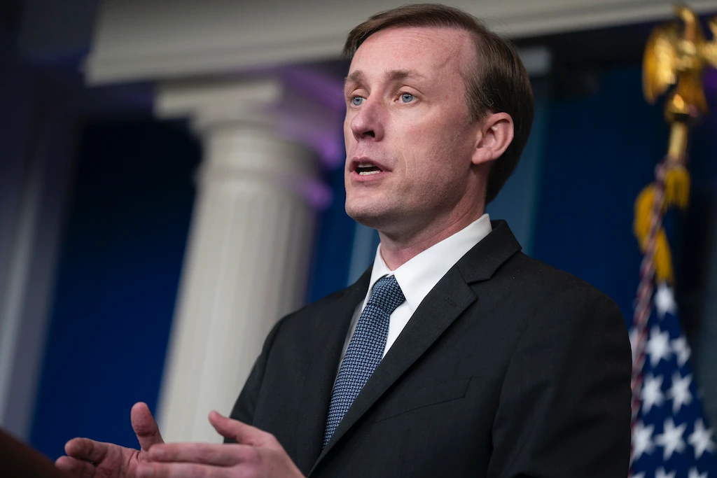White House national security adviser Jake Sullivan speaks during a press briefing at the White House, Monday, June 7, 2021, in Washington. (AP)