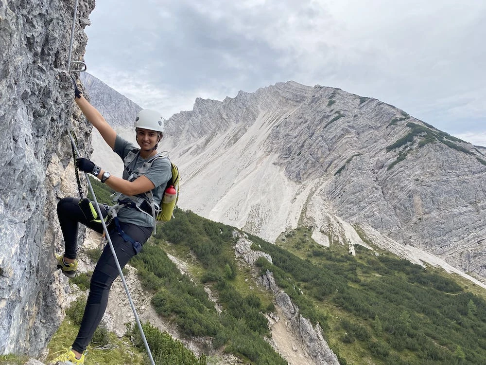 Reema Juffali took up hiking and climbing as part of a training camp in Austria earlier this month. (Douglas Motorsport)