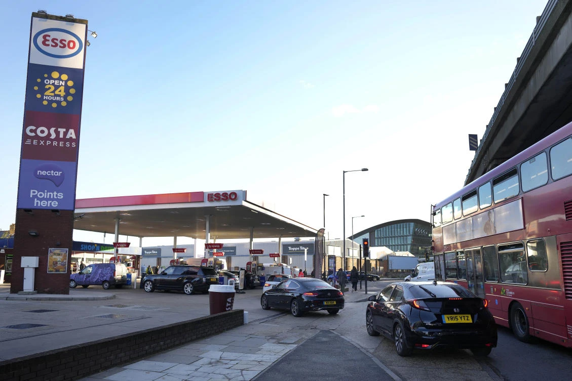 Britain left the EU single market at the start of this year, preventing fuel haulers from recruiting drivers in the bloc. (AP)