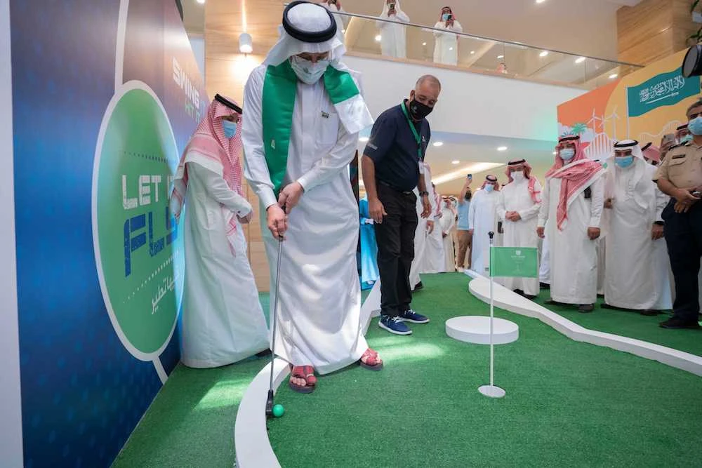 The Minister of Education Hamad bin Mohammed Al Al-Sheikh at Golf Saudi's event with the Saudi School Sports Federation. (Supplied/Golf Saudi)