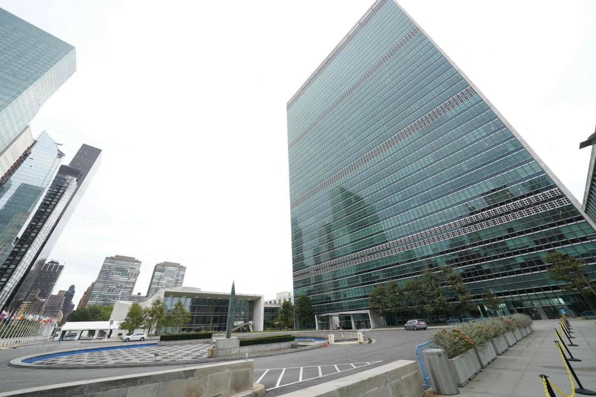 In this file photo the entrance to the UN headquarters is seen in New York on September 18, 2020. (AFP)