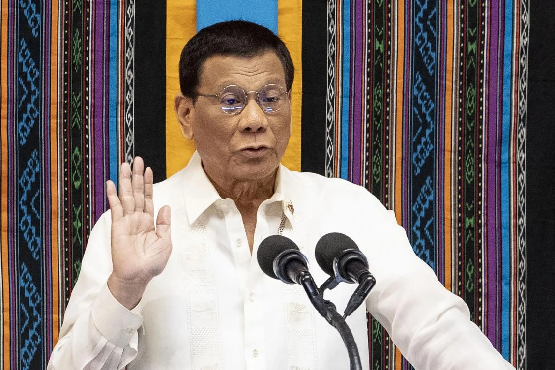 In this file photo taken on July 22, 2019, Philippine President Rodrigo Duterte gestures as he delivers his state of the nation address at Congress in Manila. (AFP)