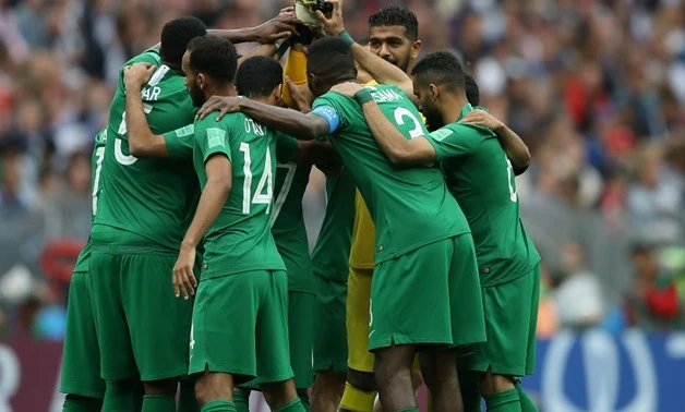 A file photo shows Saudi Arabia's team huddle before a match. (File: Reuters)