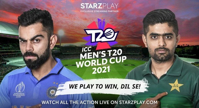 A poster showing Indian cricket team captain Virat Kohli (L) and Pakistani cricket team captain Babar Azam (R). (Photo courtesy: Social Media)