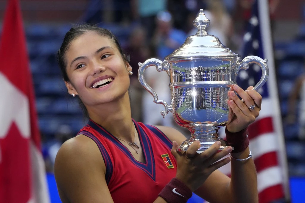 US Open champion Emma Raducanu will take to the court on day one of the three-day championship. (AFP)