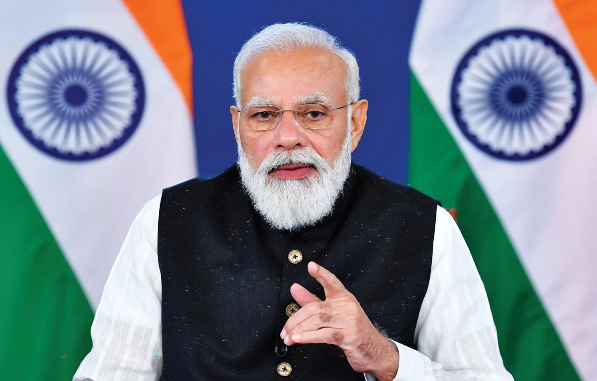 This handout photograph taken on Tuesday shows India’s Prime Minister Narendra Modi during a virtual G20 Extraordinary Summit on Afghanistan in New Delhi. (AFP)