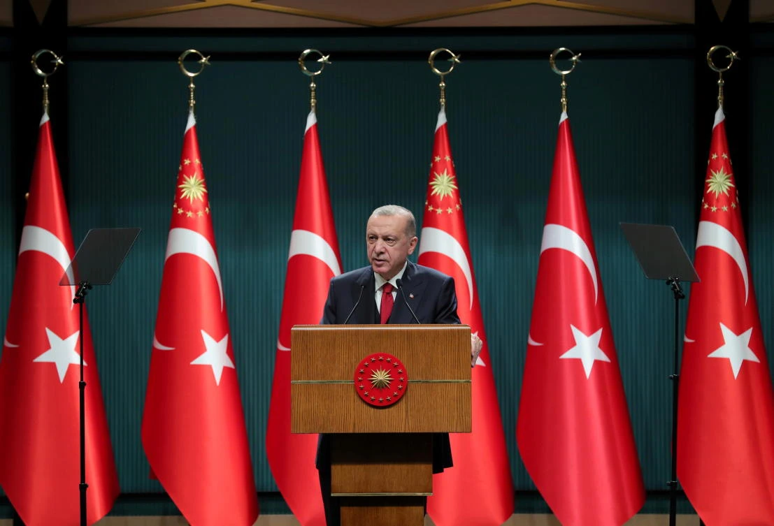 President Tayyip Erdogan said the new F-16 jets would help develop Turkey’s fleet. (Presidential Press Office via Reuters)