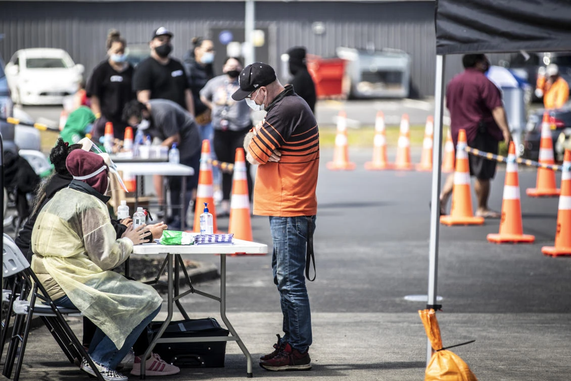 New Zealand embarked on an all-out effort to get people vaccinated including a televised “Vaxathon” festival on Saturday which saw a record 130,000 people getting shots. (New Zealand Herald via AP)