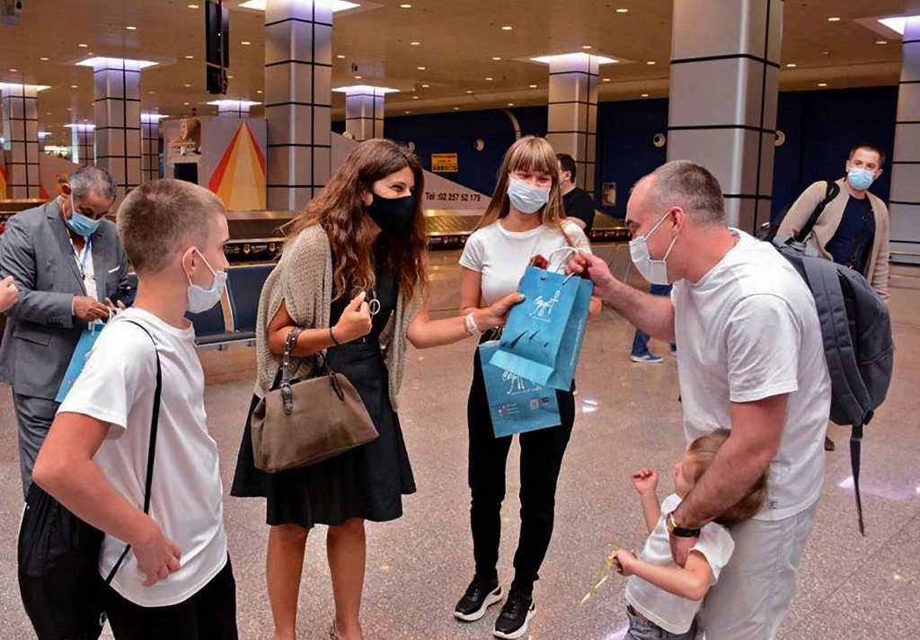 Above, Russian tourists arrive in Egypt’s Red Sea resort of Hurgada. (Egyptian ministry of tourism via AFP)