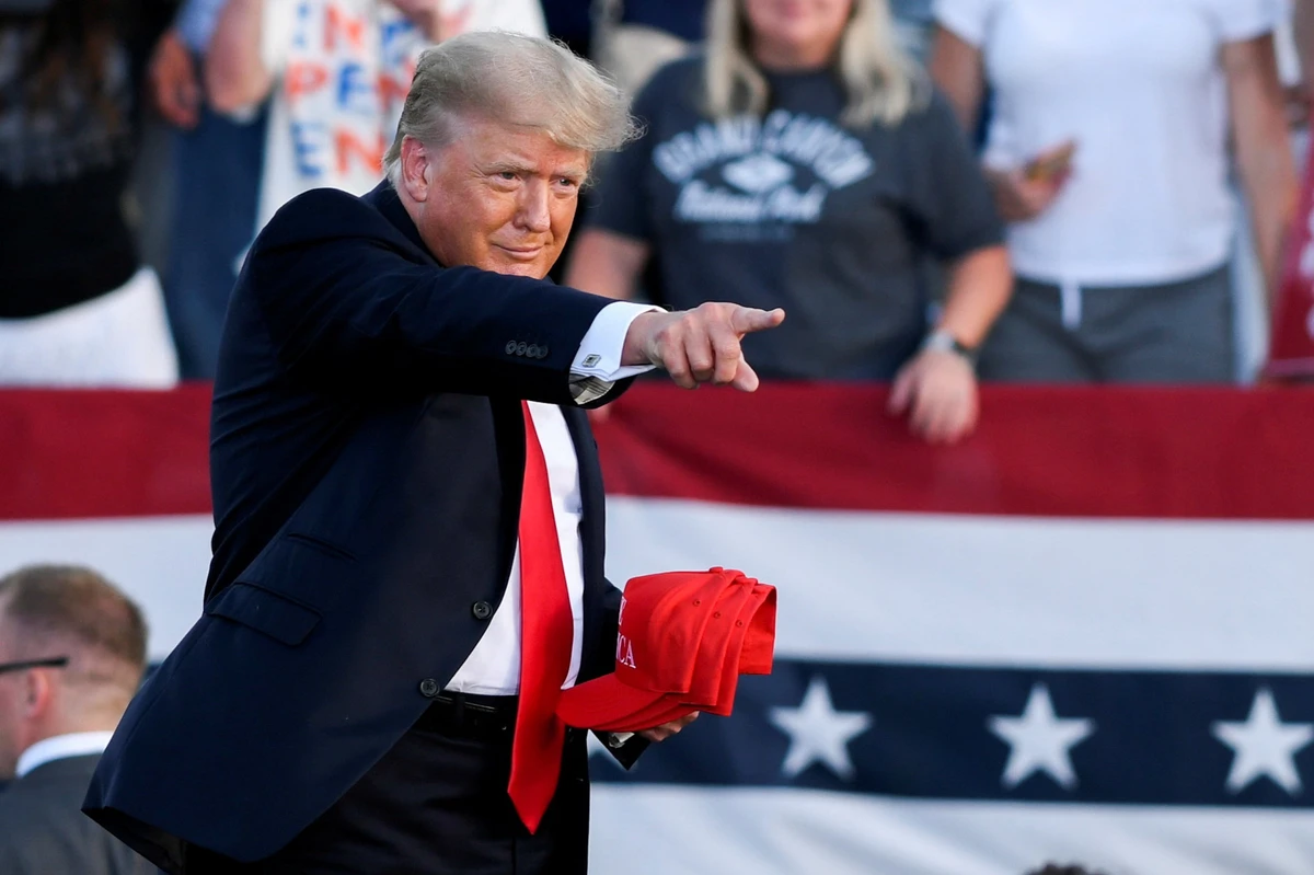 Former US President Donald Trump during his first post-presidency campaign rally at the Lorain County Fairgrounds in Wellington, Ohio, on June 26, 2021. (REUTERS/File Photo)