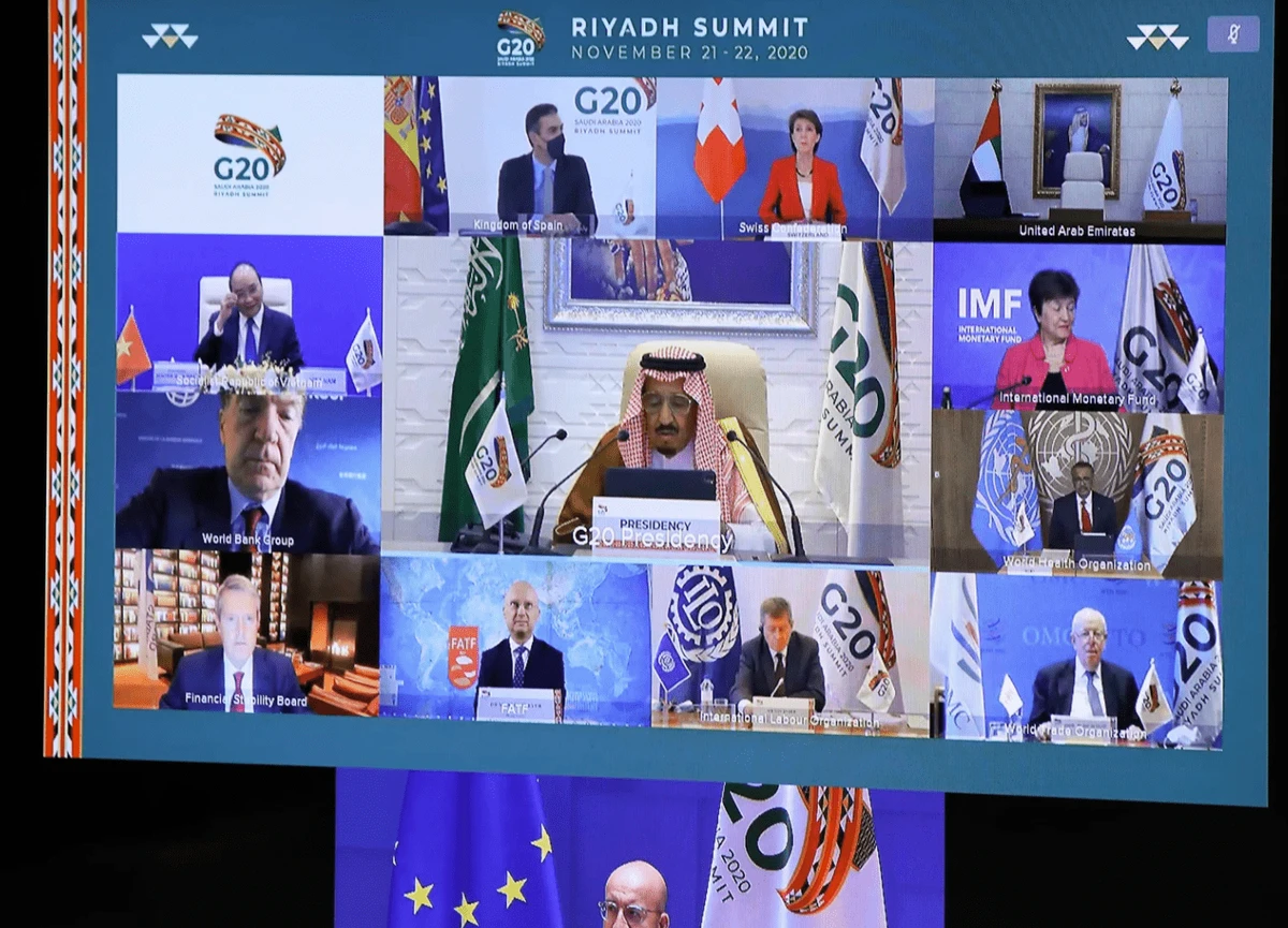 G20 leaders on the first day of the virtual summit. (AP)