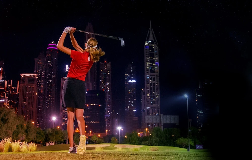 Laura Fuenfstueck of Germany on the 8th hole during the third round of the Dubai Moonlight Classic last November. (Tristan Jones)