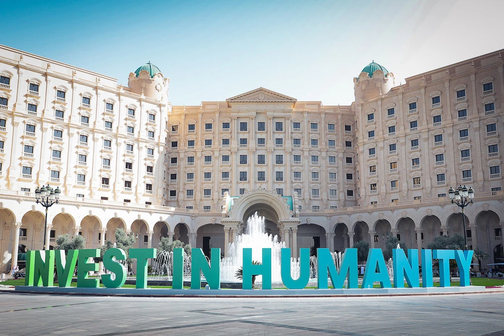 Above, venue of the the Future Investment Initiative Forum in Riyadh. (Courtesy www.fii-institute.org)
