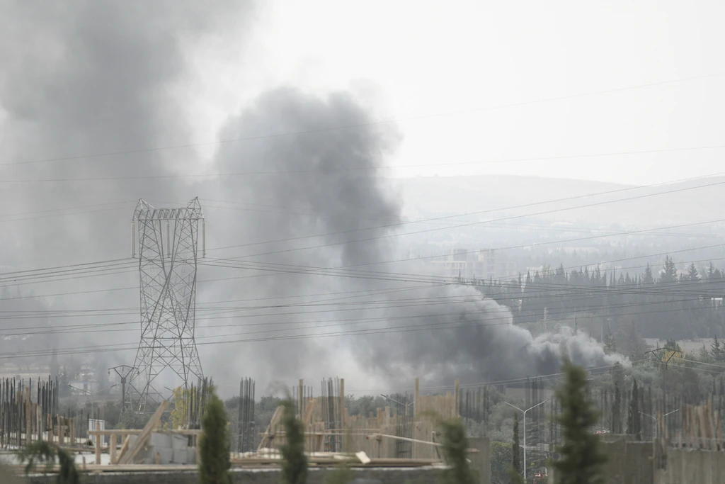 Smoke rises in the countryside of Damascus, Syria, on Saturday Oct 30, 2021, following what Syrian state media said was an Israeli airstrike. (AP)
