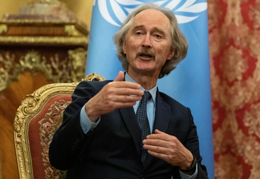 U.N. Special Envoy for Syria Geir Pedersen during a meeting with Russian Foreign Minister Sergei Lavrov in Moscow, Russia, July 22, 2021. (Reuters)