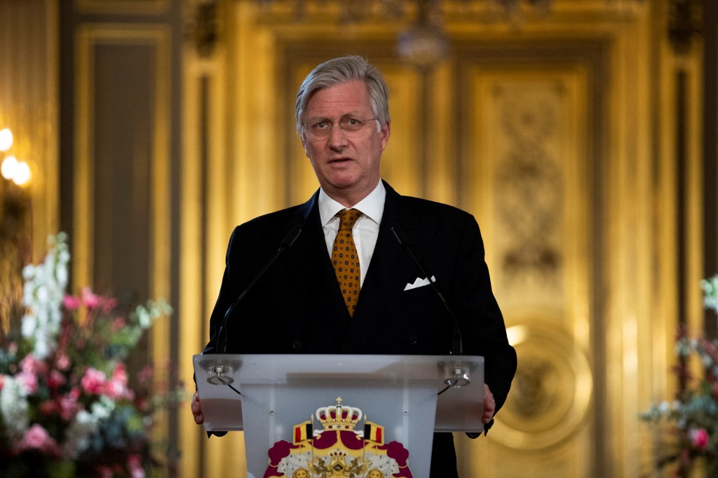 King Philippe of Belgium delivers a speech during a New Year's reception at the Royal Palace, in Brussels. (AFP/File)