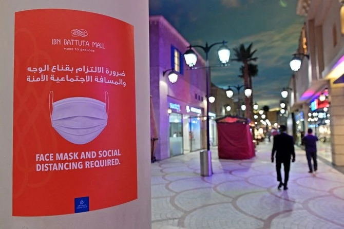 Coronavirus cases in the UAE have been falling in recent weeks with a total number of COVID-19 vaccination doses reaching 21,150,096. (File/AFP)
