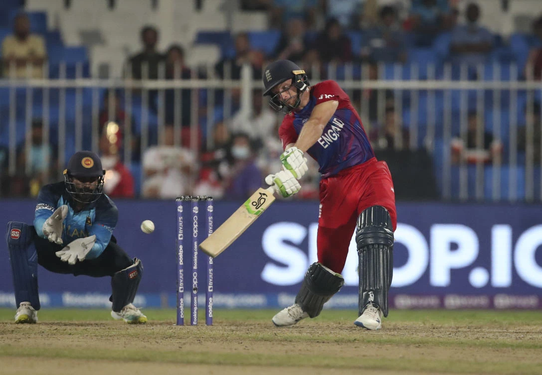Jos Buttler completed his 100 with his sixth six off the last ball in an eventful 20th over. (AP)