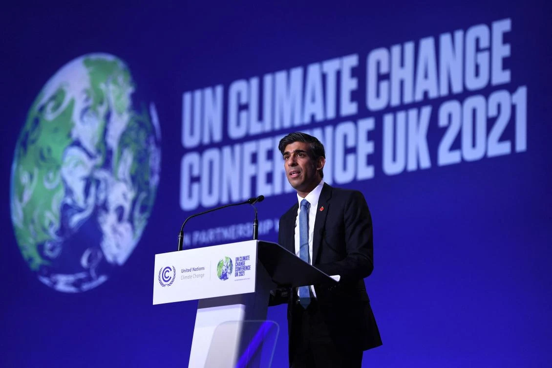 Sunak announced plans to make Britain the world’s first net zero financial services center by 2050. (AFP)