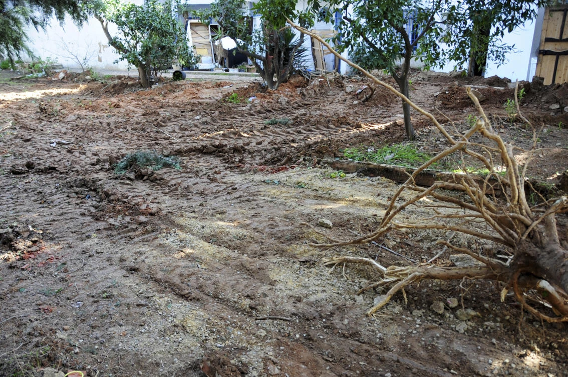 The entrance of a tunnel is covered by mud at a house in La Marsa, a coastal suburb of the Tunisian capital, Tunis. (AP)
