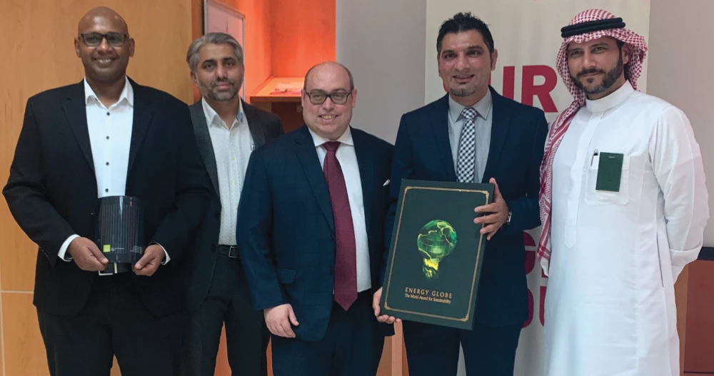 Christoph Pfeifer, Austrian commercial counsellor, honors Dr. Muhammad Wakil Shahzad, winner of the Energy Globe Award Saudi Arabia. (Supplied)