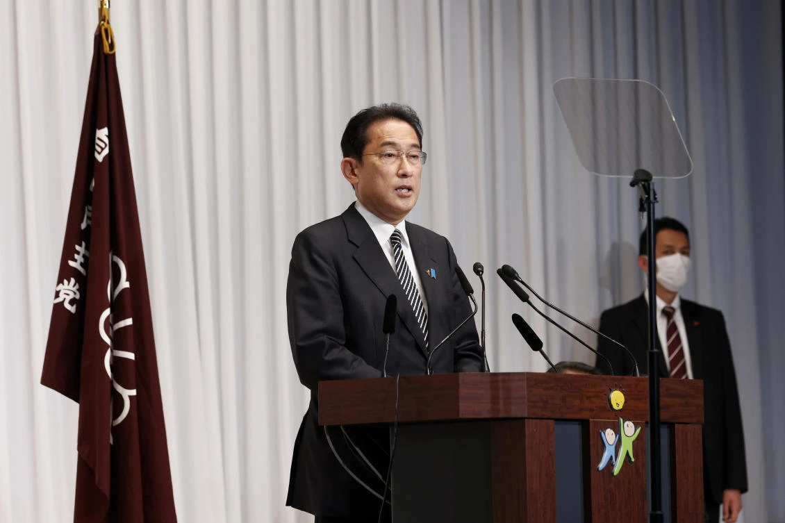 Japanese Prime Minister Fumio Kishida led the ruling LDP to better-than-expected election results on Sunday. (AP)