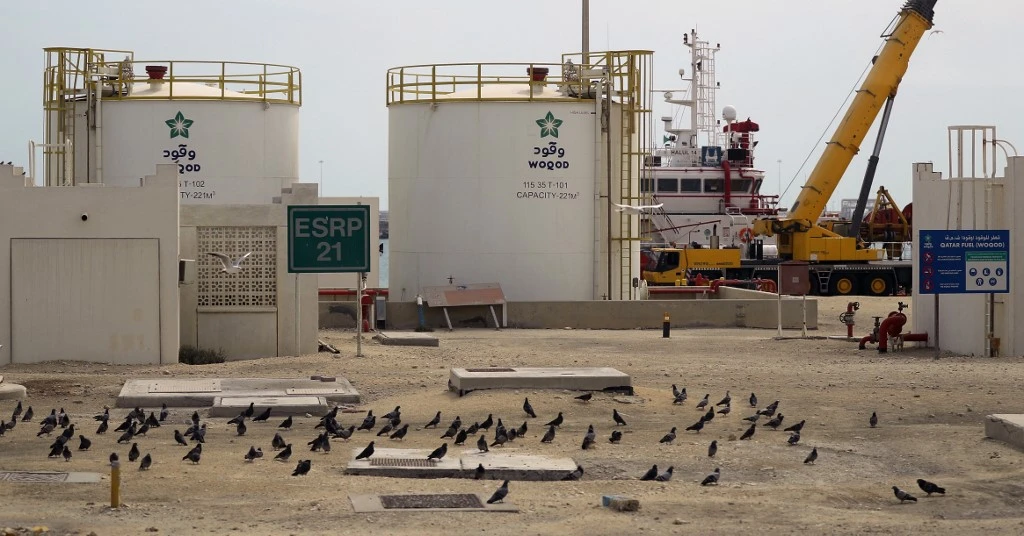 The Ras Laffan Industrial City, Qatar's principal site for production of liquefied natural gas and gas-to-liquid, can be seen. (File/AFP)