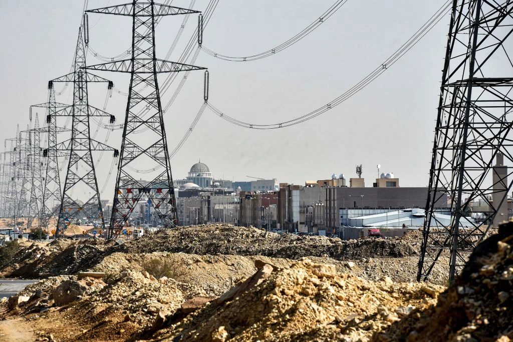 Photo shows a view of electricity transmission towers in the Saudi capital Riyadh. Getty Images