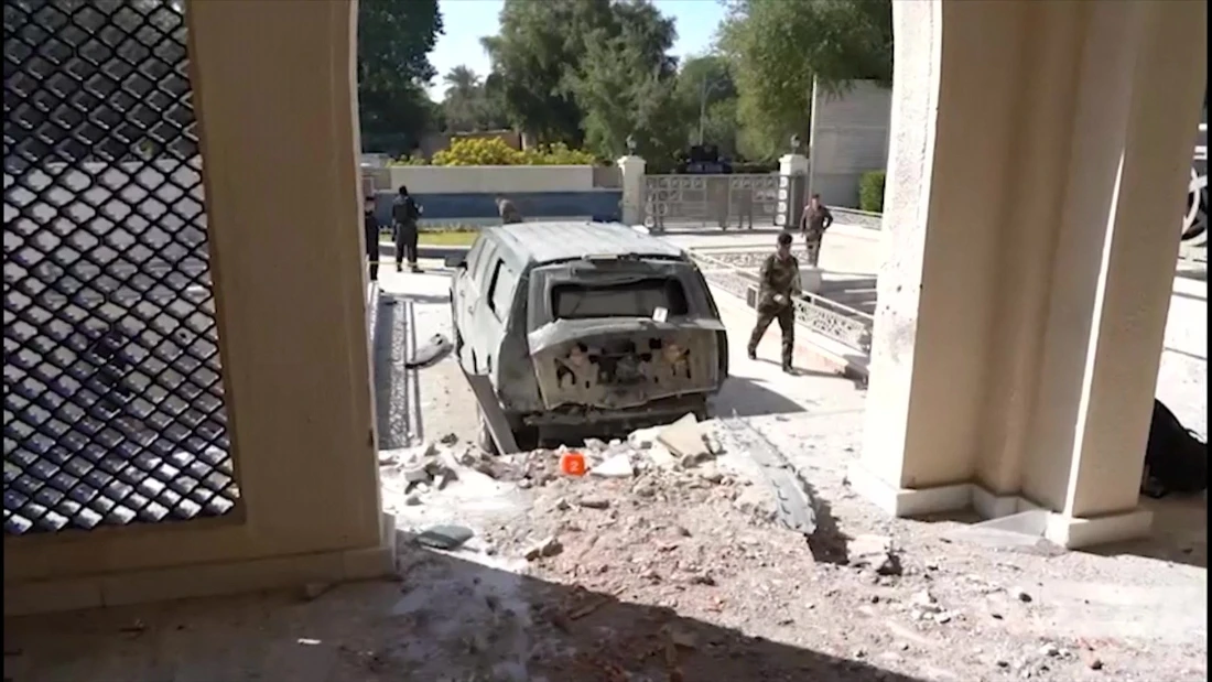 The aftermath of the drone attack on the Iraqi Prime Minister’s home. (AFP)