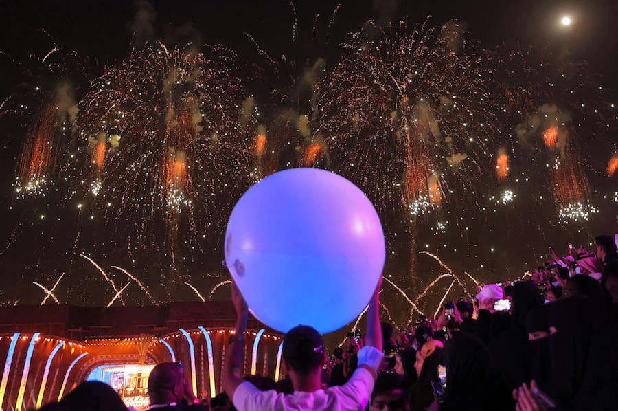 People attend the opening night of the Riyadh Season festivities in the Saudi capital late on October 20, 2021. (File/AFP)