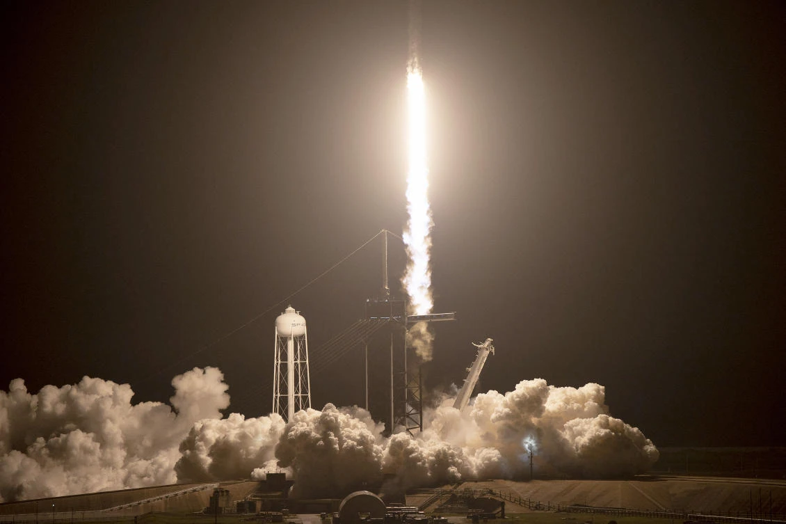 Reports suggest that within 10 minutes of liftoff, the rocket’s upper stage had delivered the crew capsule into orbit. (AFP)