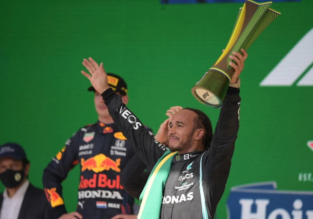 Hamilton wins in Brazil after all-time great drive, Verstappen second