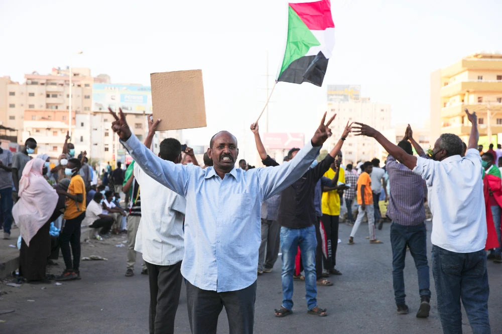 People protest in Khartoum, Sudan. (AP)