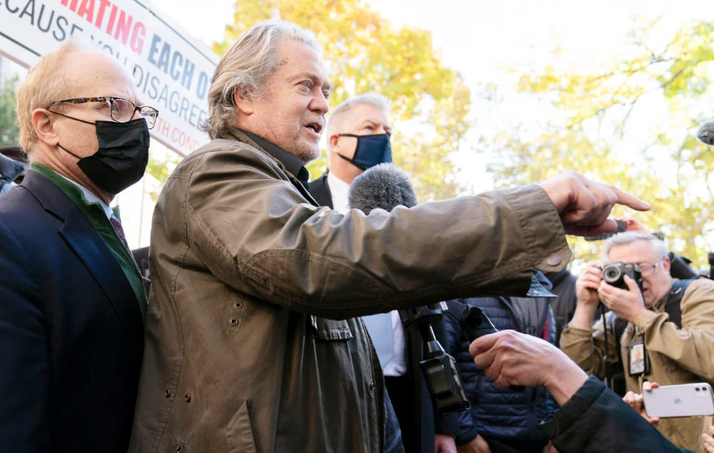 Trump ally Bannon talks tough after court appearance