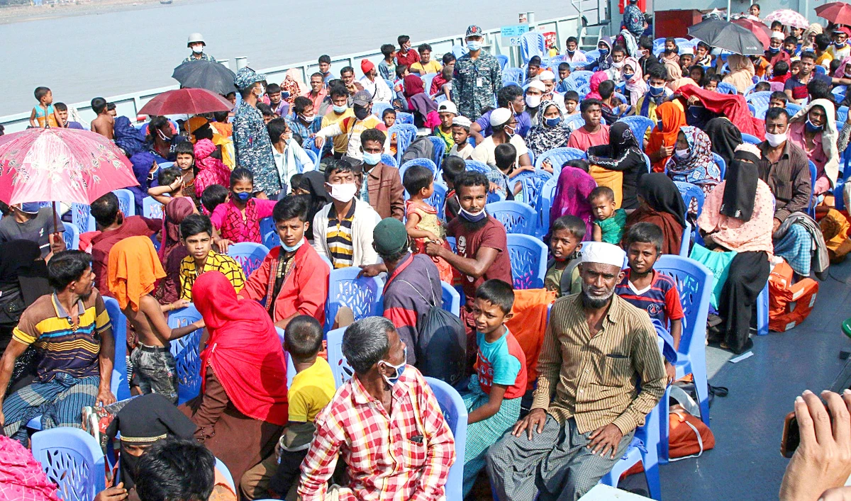 Bangladeshi authorities have moved 20,000 of planned 100,000 Rohingya refugees to Bhasan Char island to take pressure off Cox’s Bazar. (File/AFP)
