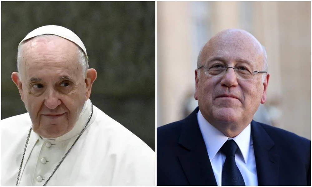Pope Francis and Lebanese Prime Minister Najib Mikati. (File/AFP)