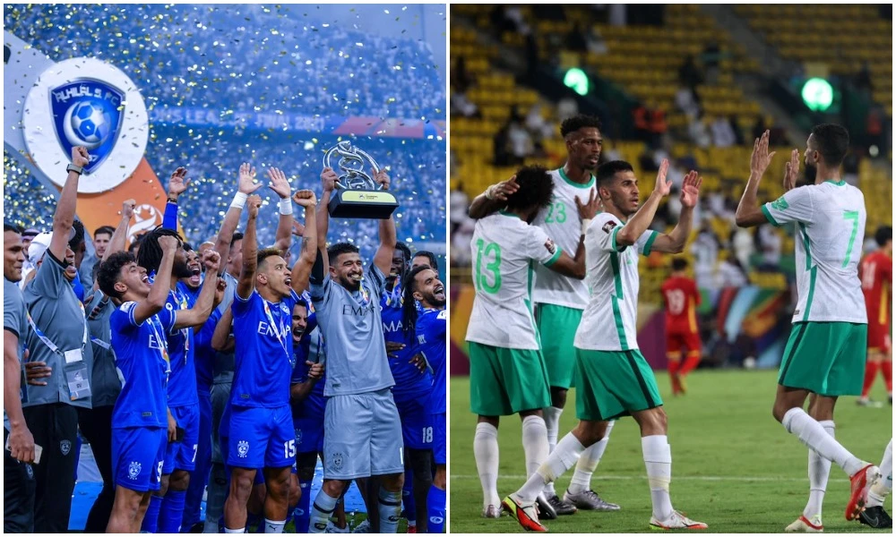 Saudi football is on a high with Al-Hilal being crowned Asian champions and the Green Falcons on course for the World Cup - it will hope to host the AFC Asian Cup in 2027 too. (AN Photo/AFP)