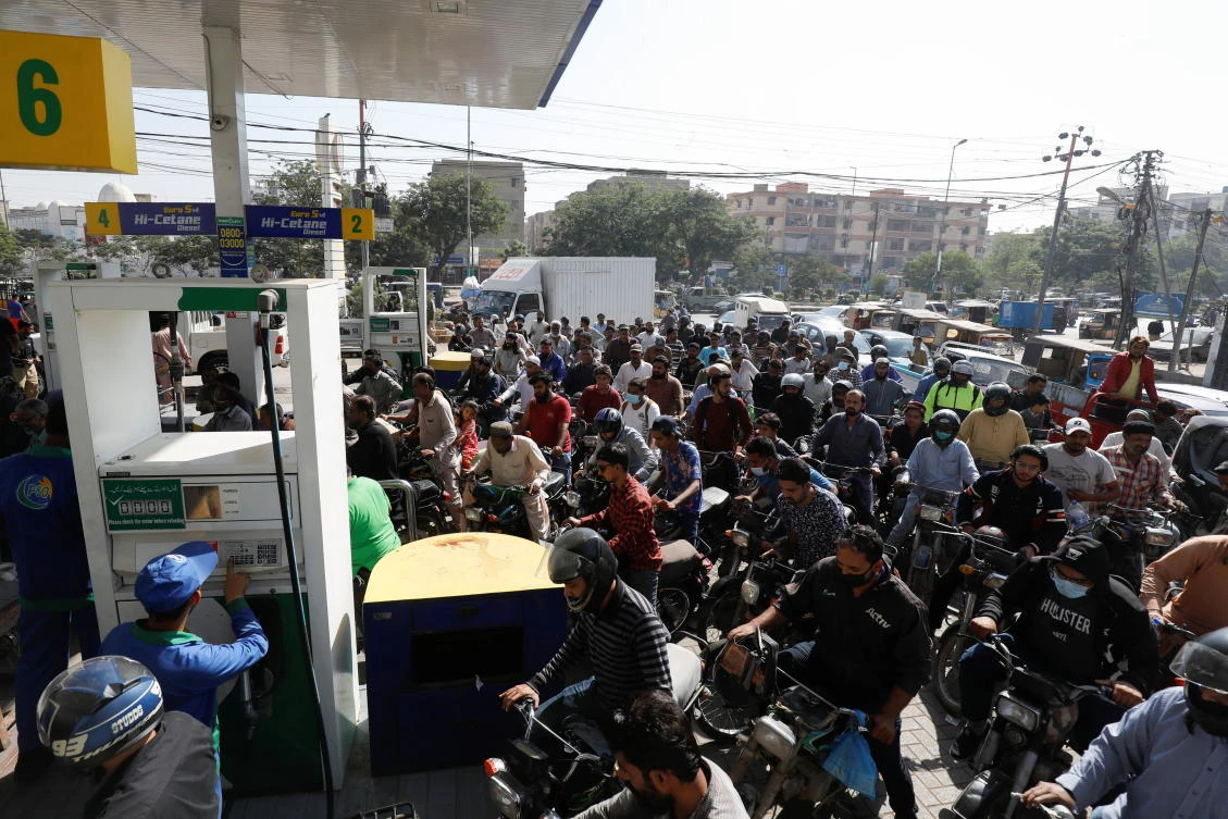 Pakistan will add around 5 Pakistani rupees to petrol prices every month as part of the petroleum levy under the IMF’s condition until it touches the 30-rupee hike. (Reuters)
