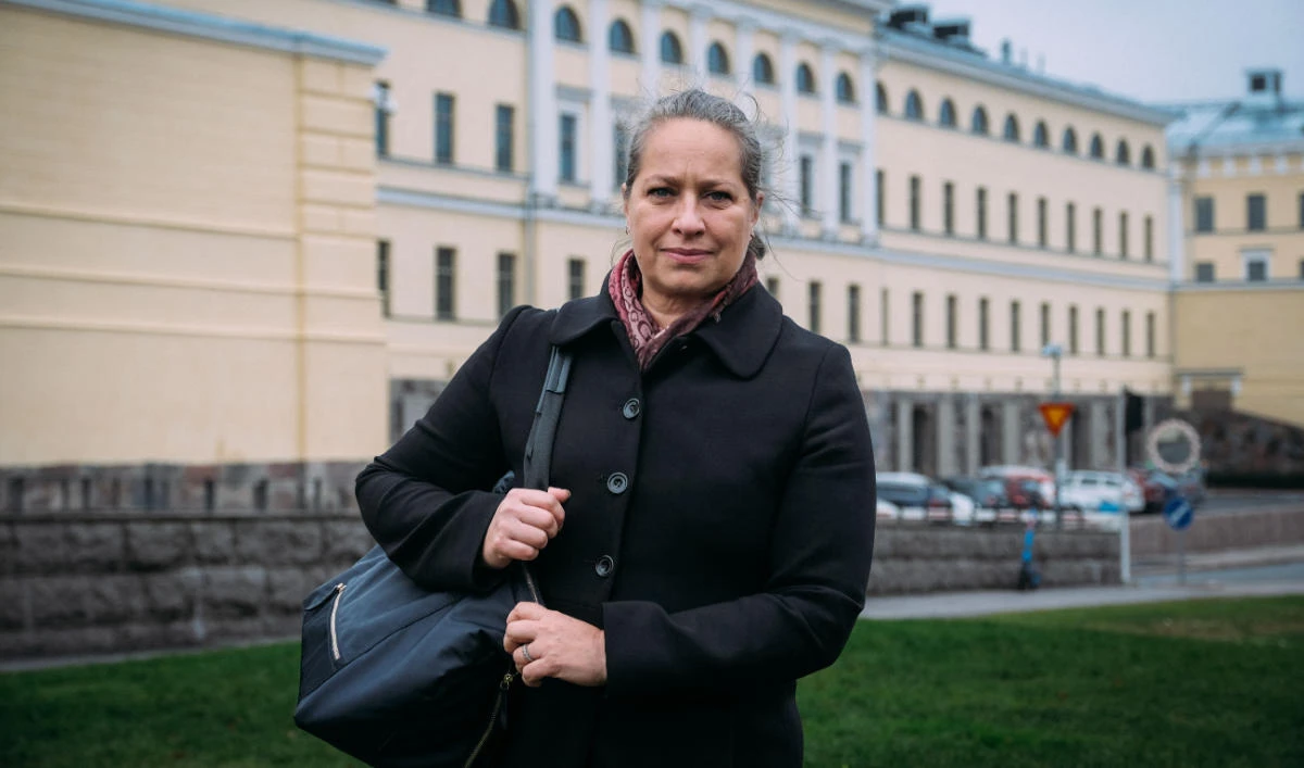 Teacher Ilona Taimela, an educational specialist who gave lessons to Finnish children 3,000 km away using a messaging app. (AFP)